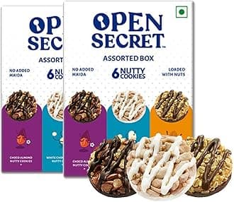 Open Secret Cookies | 2 Boxes, 6 Cookies Each | Healthy Snacks, Diwali, Gift Hamper, Biscuits, Healthy High Protein, No Added Maida, (6 X 2 = 12)