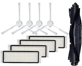 Replacement Parts Accessories Kit Compatible for 360 S5 S7 Robot Vacuum Cleaner,1 Main Roller Brush 4 Side Brush 4 HEPA Filter