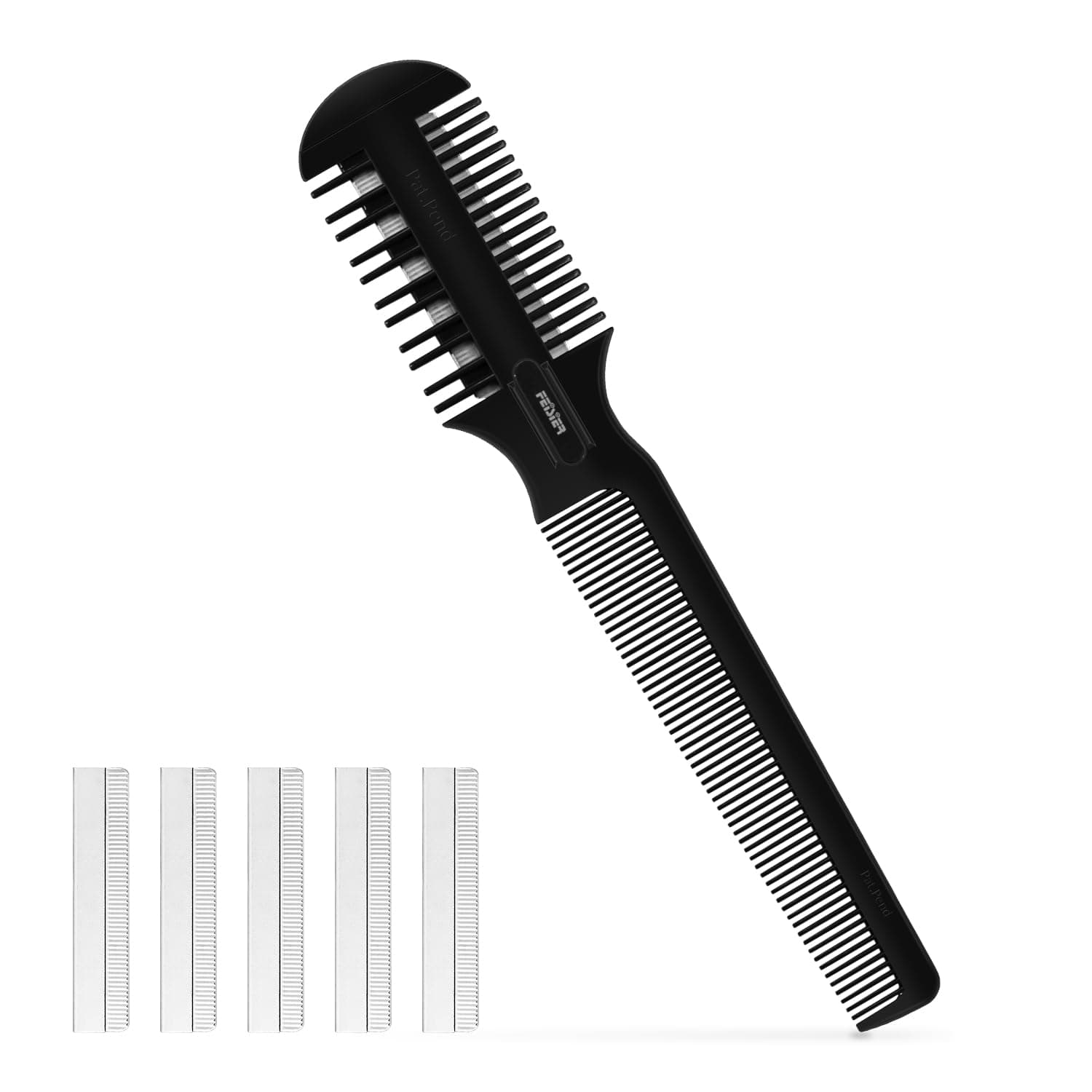 Hair Razor Comb, Sharp Hair Cutter Comb, Double Edge Razor Hair Cutting Comb for Thin and Thick Hair T and Styling, 5 PCS Spare Blades Included