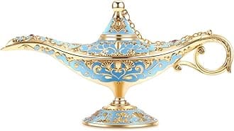 Gusnilo Vintage Aladdin Magic Lamp Genie Collector's Edition/Wedding Table Decoration,Collectable Rare Classic Arabian Props Aladdin Pot & Delicate Gift for Party/Birthday(Golden Lake Blue)