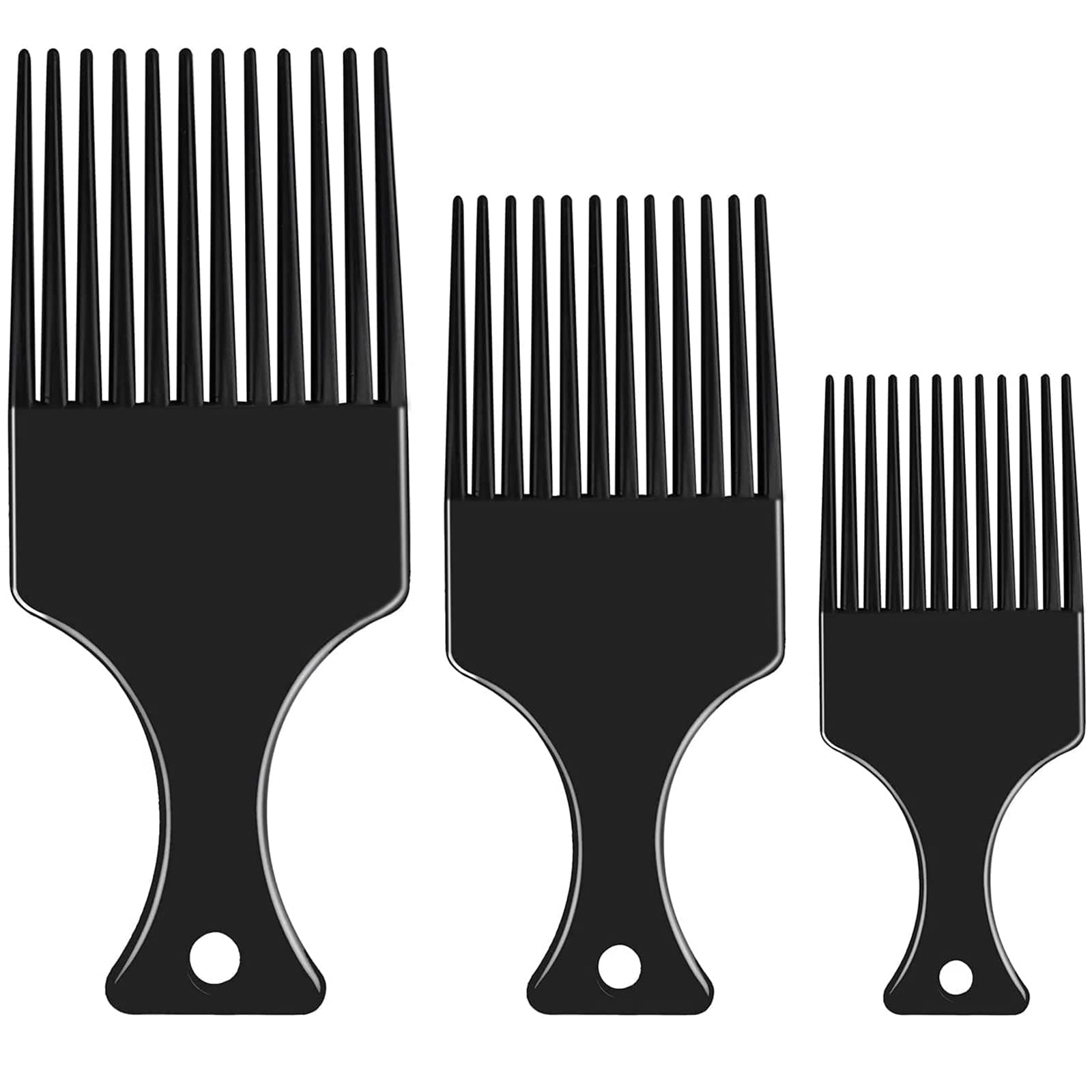 – Lanjue 3 Sizes Afro Combs Set, Black Plastic Afro Hair Comb Hair Pick Comb Wide Tooth Comb Hairdressing Styling Tool for Natural Curly Hair Style
