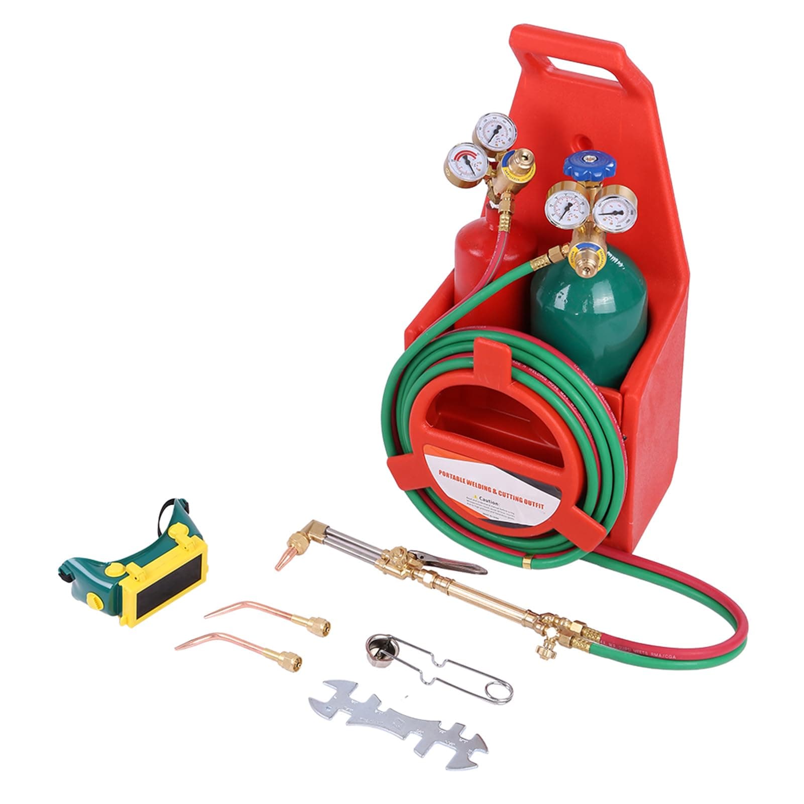 Oxygen Acetylene Welding Torch Kit, Professional Portable Welding Brazing Cutting Torch Kit Long Pipe Brass Nozzle Welding with Pressure Gauge and Gauge Oxy Acetylene, from US Fast Arrival