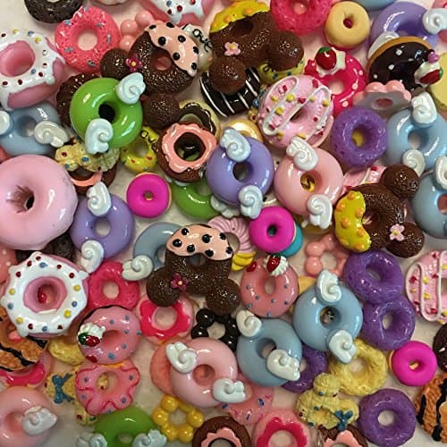 MySweetCastle 20pcs Mixed Donuts Resin Flatback Kawaii Cabochons Decoden