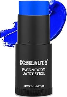 CCbeauty Neon Blue Face Paint Stick, UV Blue Face Painting Kit, Full Coverage SFX Makeup Foundation, Professional Non-Toxic Body Paint for Halloween Costume Cosplay Party, Glow In The Dark Makeup