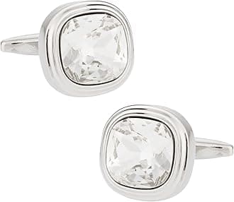 Crystal Clear Cufflinks with Presentation Gift Box - Perfect for Travel