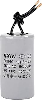 CBB60 Run Capacitor 10uF 450V AC 2 Wires 50/60Hz Cylinder 34mmx60mm (DXL) for Washing Machine Air Compressor Water Pump Motor Refrigerators