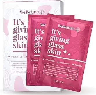 Wellnature™ The Original Overnight Real Deep Hydrogel Mask - It's Giving Glass Skin White to Transparent Hydrating Sleep Mask Bio-Collagen Oligo-Hyaluronic Acid, Valentine's Day Skincare, Pack of 4