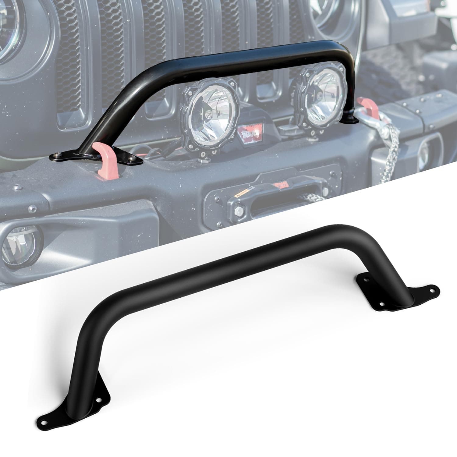 RockTrix Black Front Brush Guard, Tall 5.8 inch Height to Clear Winch, Compatible with 2018+ Jeep Wrangler JL, 2019+ Gladiator JT - Steel Bar Grille Guard for Steel Rubicon Bumper, Replaces 82215351