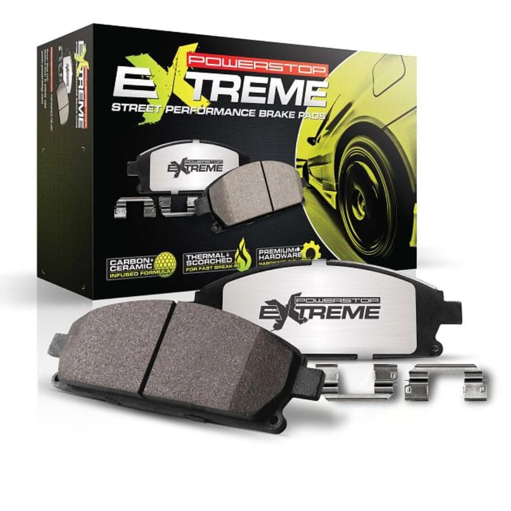 PowerStop Front Brake Pads For Tesla S 2012-21 |Tesla X 2016-21 |Chevrolet Camaro 2016-24 |Corvette 2014-19 |SS 2014-17 - Z26 Carbon-Fiber Ceramic Brake Pads With Installation Hardware, Z26-1474A