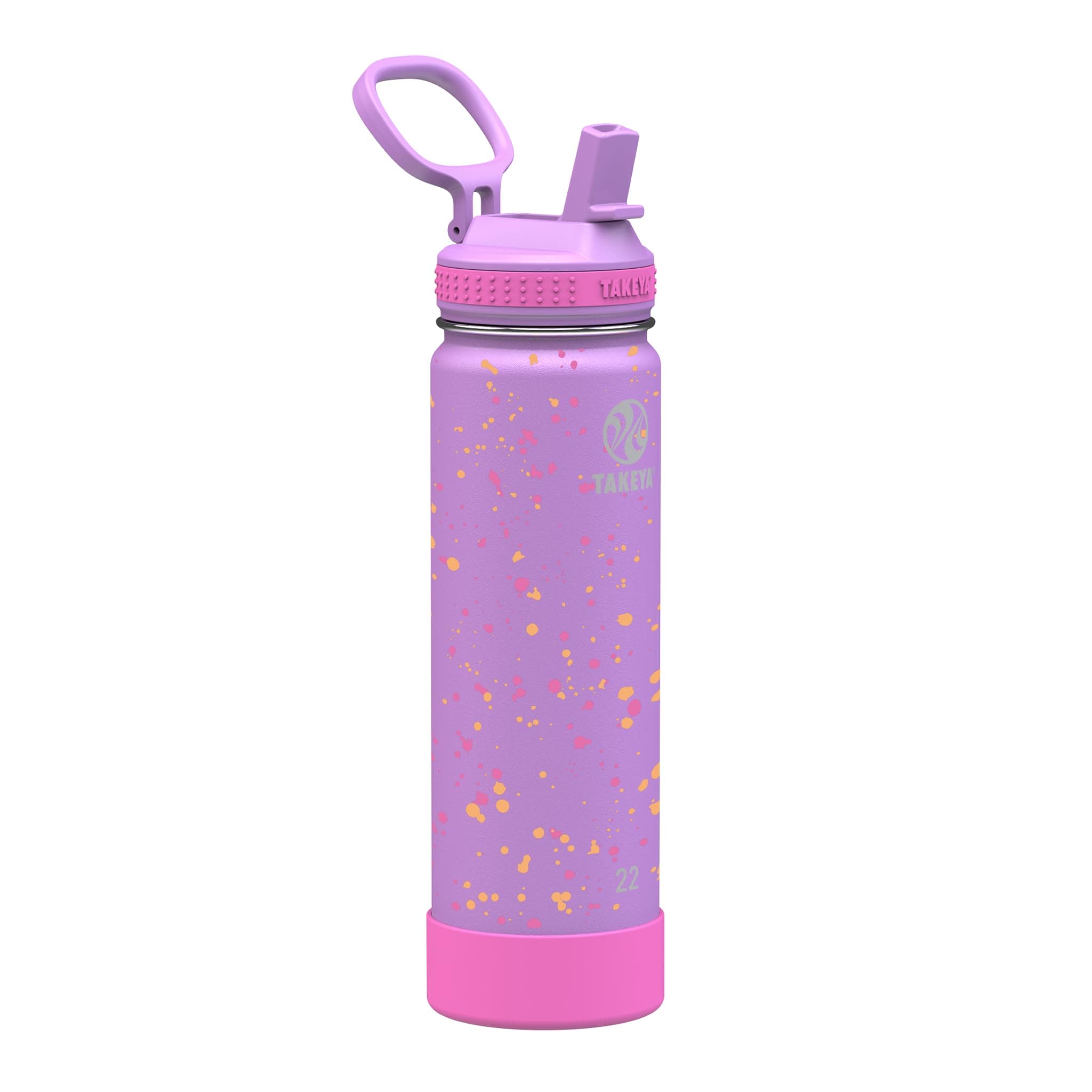 Actives Water Bottle with Straw Lid - Bottle with Double Stainless Steel Insulation - Dishwasher Safe & BPA-Free - Bottle with Straw Lid & Removable Bumper - 22 oz, Purple Love