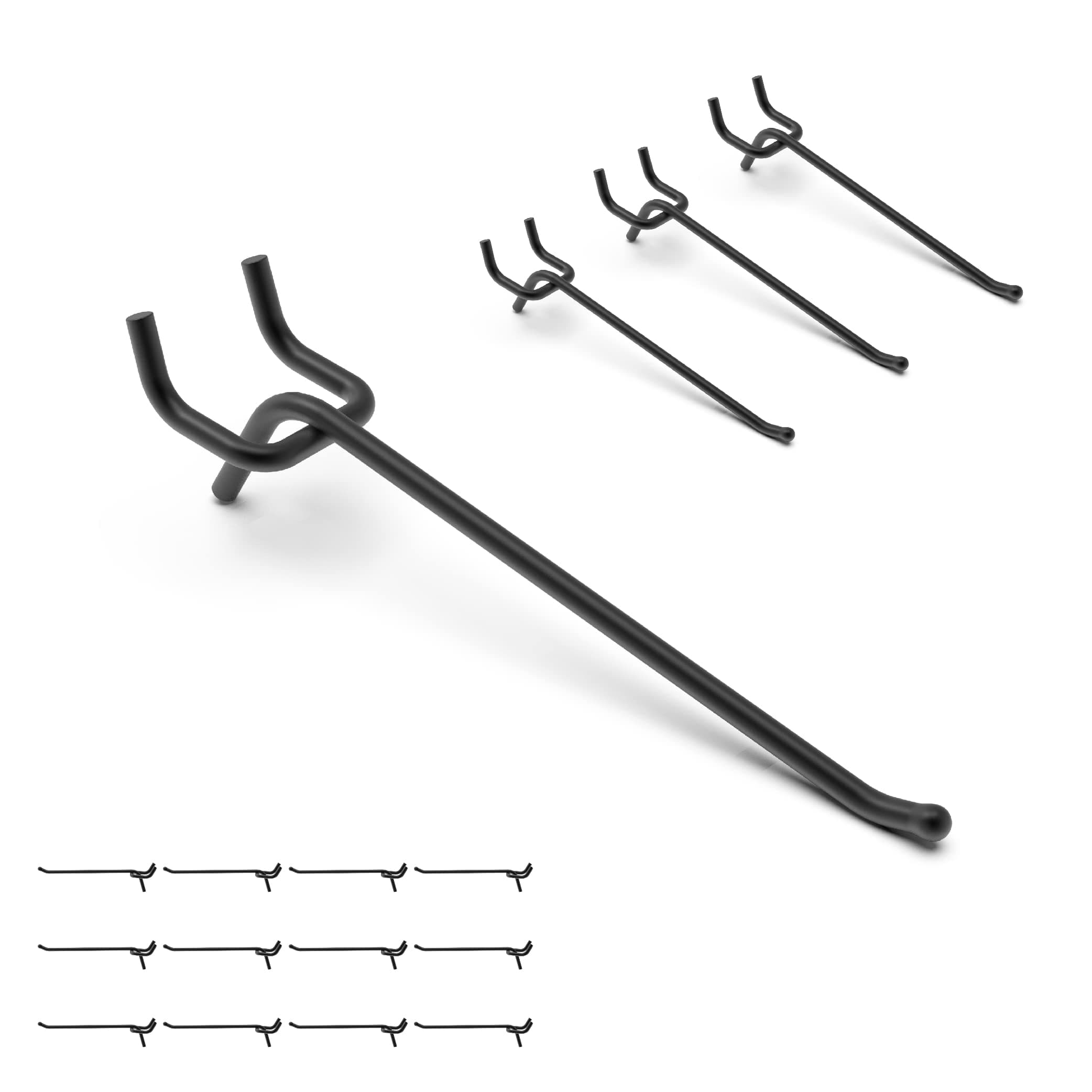 HUHOLE Black Pegboard Hooks 6 Inch, 25PC, Heavy Duty Pegboard Hooks, Fit 1/4" Peg Board