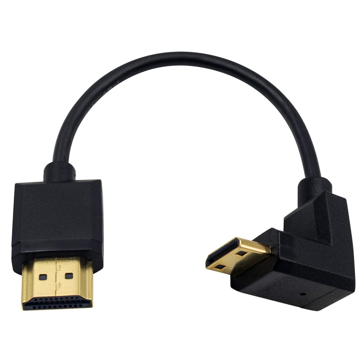 Duttek Ultra-Thin 90 Degree HDMI to Mini HDMI Cable 6 inch/15CM, Down Angle Short Mini HDMI to HDMI Male Cable, Supports 4K Ultra HD, 1080p, 3D