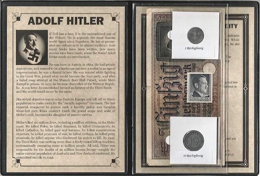 Hitler Third Reich Set of 3 Coins & 2 Notes From WWII ,Album,Story & Certificate.