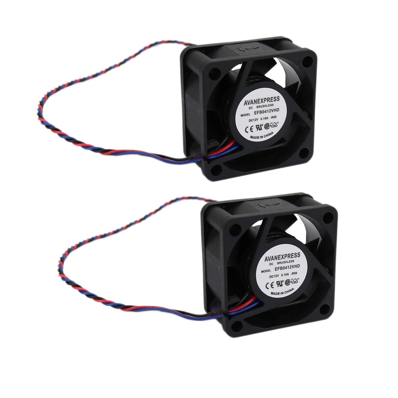 Twinkle Bay 40x20mm Cooling Fan, Replace Brushless DC EFB0412VHD Cooling Fan High Speed Ball Bearing DC 12V, 40mm x 20mm (Pack of 2)