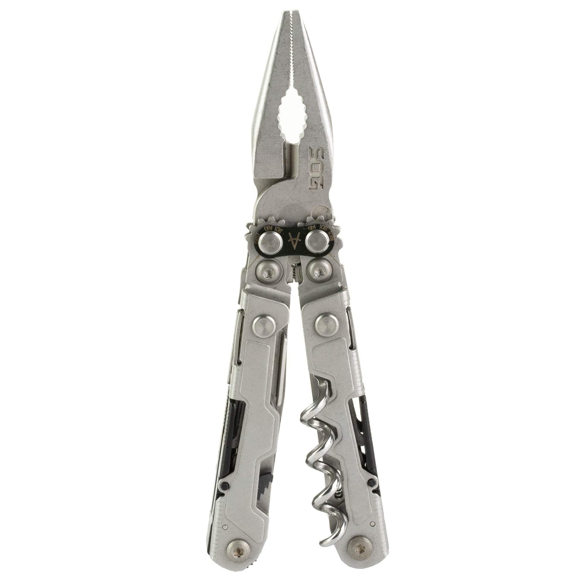 PowerLitre Mini Utility Multi-Tool w/ 19 Lightweight Tools, Compact 5 Inch Long Utility Tool with Knife, Screwdriver, Hex Bit Holder, Stone Wash