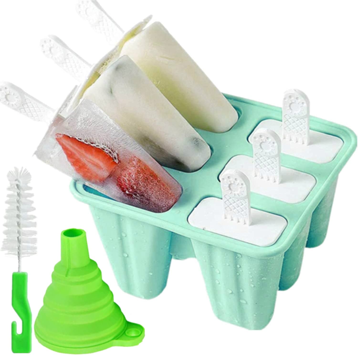 Popsicle Mold,Popsicle Molds 6 Pieces Silicone Ice Pop Molds BPA Free Popsicle Mold Reusable Easy Release Ice Pop Make (Green)