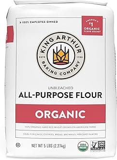 King Arthur, 100% Organic All-Purpose Unbleached Flour, Non-GMO Project Verified, No Preservatives, 5 Pounds (Pack of 6)
