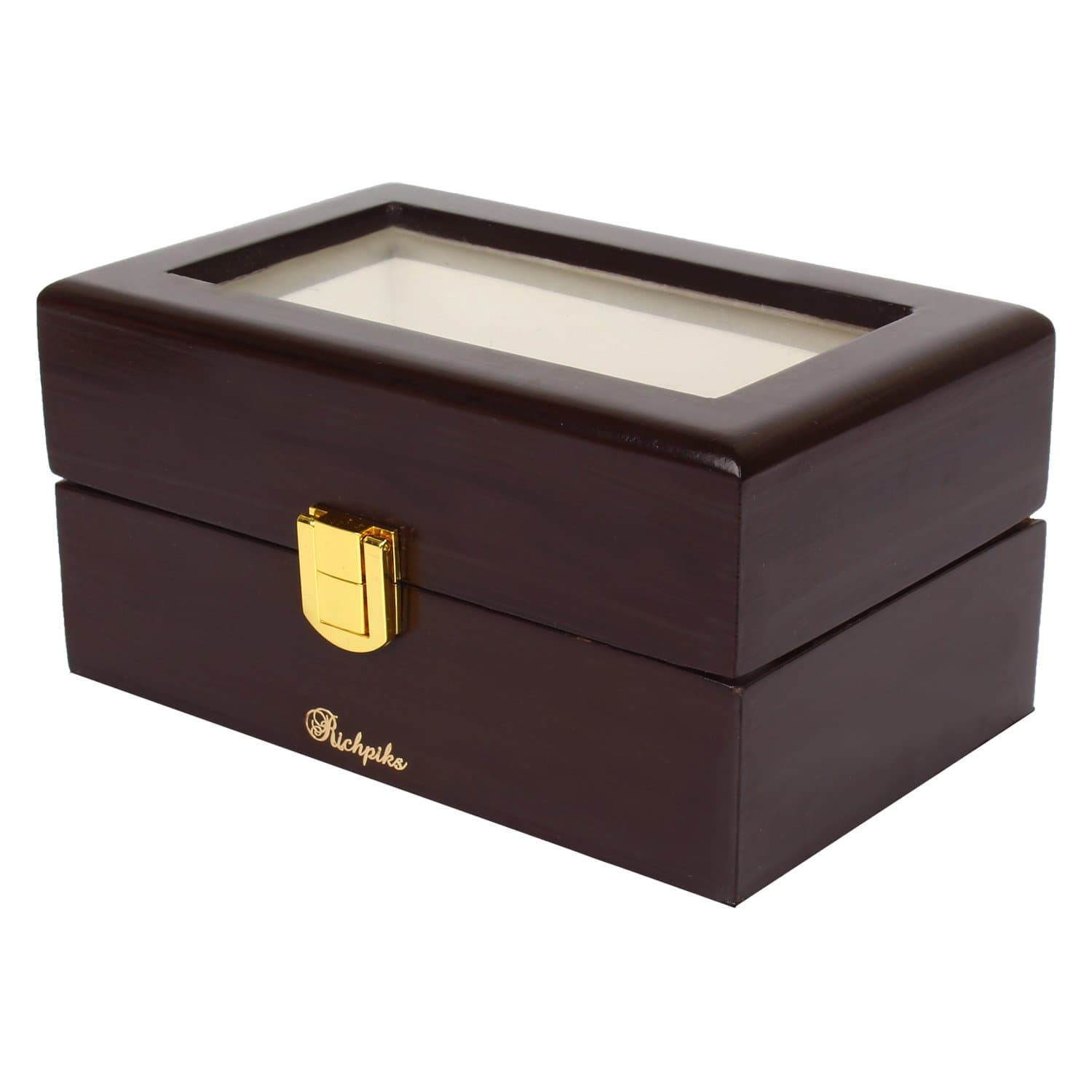 Polished Wooden Watch Box/Bangle Box for Three Watches/Bangles with See Through Glass