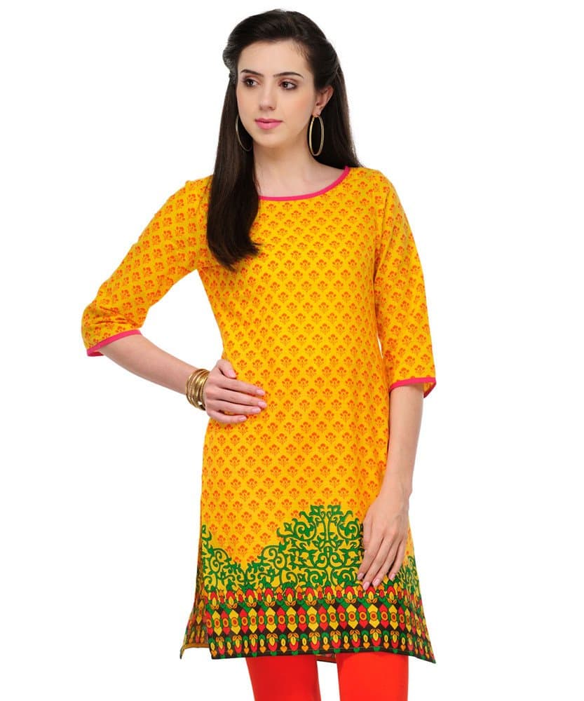 Yepme Carrie Printed Kurti, Extra Small Size, Yellow