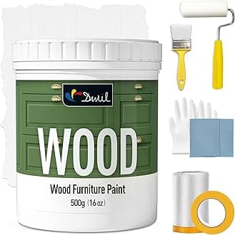 Matte Finish Furniture Paint - 16 Oz Wood Paint for Cabinets, Doors, Tables, and Dressers Refinishing - Water-Based, Non-Toxic & Odorless, Easy to Apply(White)-With Tools