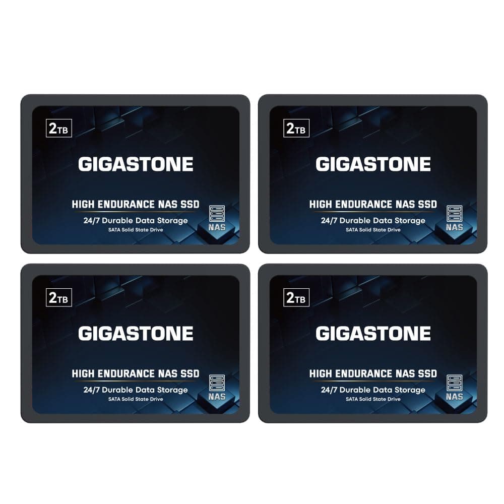 Gigastone 【NAS Certified】 High Endurance 2TB SSD (4-Pack) for Gaming/PC/Laptop/NAS SSD TLC 24/7 Reliable 2.5" SATA Internal Solid State Drives RAID Data Storage 2.5 inches SATA 3.0