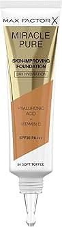 Miracle Pure Skin-Improving Foundation - With Vitamin C & Hyaluronic Acid - 24-hr Hydration - Clinically Proven Radiance, Firmness, Elasticity, Density & Suppleness - 84 Soft Toffee, 30ml
