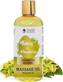 Sage Apothecary's Ylang Mandarin Massage Oil : Sensual Harmony Meets Natural Elegance | Vegan | Cruelty Free | Natural Bliss | Ideal for Couples, Date Nights, and Relaxing Massages | 300 ml