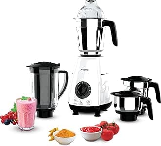 - Philips HL7703/03, Mixer grinder 1000 Watt, 4 Stainless Steel Multipurpose Jars with 3 Speed Control and Pulse function
