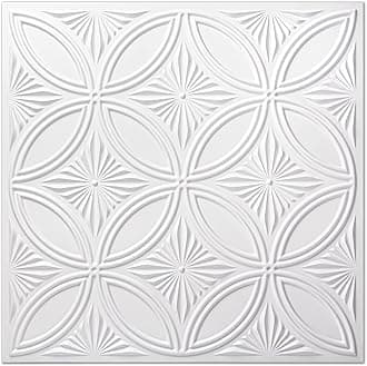 Art3d 12-Pack 3D Decorative PVC Drop Ceiling Tiles 2ft x 2ft in White, Glue up Ceiling Panels 24 x 24in.