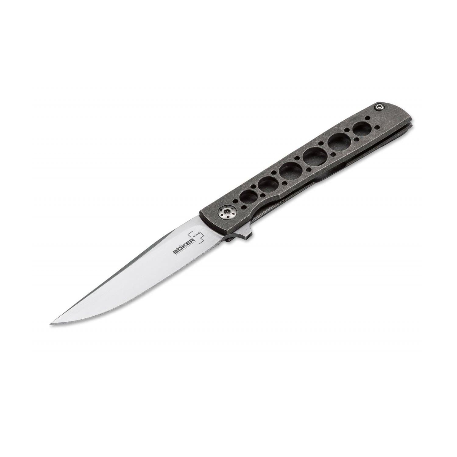 BÖKER PLUS Urban Trapper Petite Titanium Handles, Titanium Deep Carry Clip, VG10 Steel Blade, Designed by Brad Zinker
