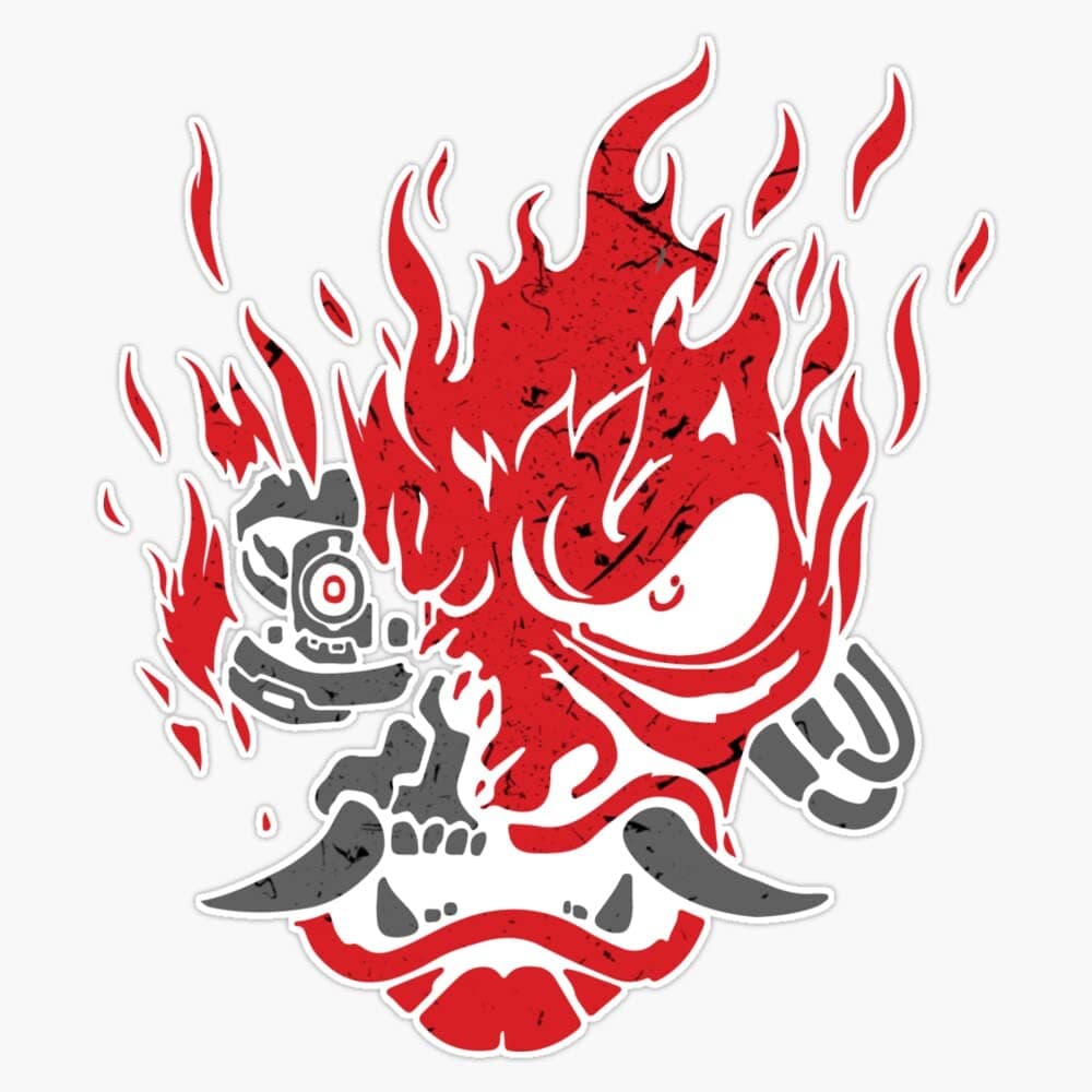 Samurai Oni Mask Sticker Bumper Sticker Vinyl Decal 5In, VISION-XMAS-STICKERS-225