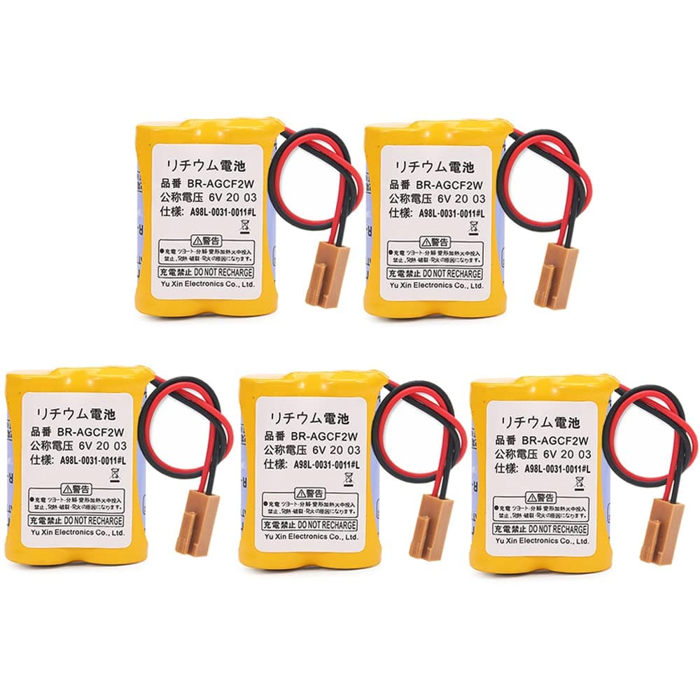 STEPMAX (1-Pack) BR-AGCF2W/A98L-0031-0011 6V 2200mAh PLC Lithium Battery, Replacement Battery for FANUC Controls A98L-0031-0011 with Brown Plug