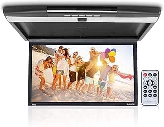 Car Overhead Monitor Screen Display - 17.3 inch. LCD Vehicle Flip Down Roof Mount Console - HDMI TV Player Control Panel w/Built-in IR Transmitter for Wireless IR Headphone - Pyle PLRV1725
