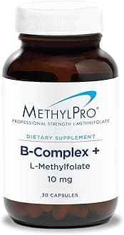 MethylPro B-Complex + 10mg L-Methylfolate (30 Capsules) - Professional Strength B Vitamins for Energy, Mood + Immune Support with Active Methyl Folate, Methyl B12, B6 as P-5-P - Gluten-Free