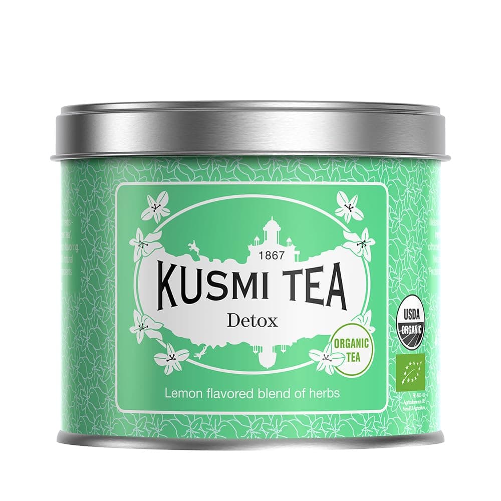 Kusmi Tea Detox - 100 gr Loose Tea Tin - Organic Blend of Green Tea, Mate & Lemon