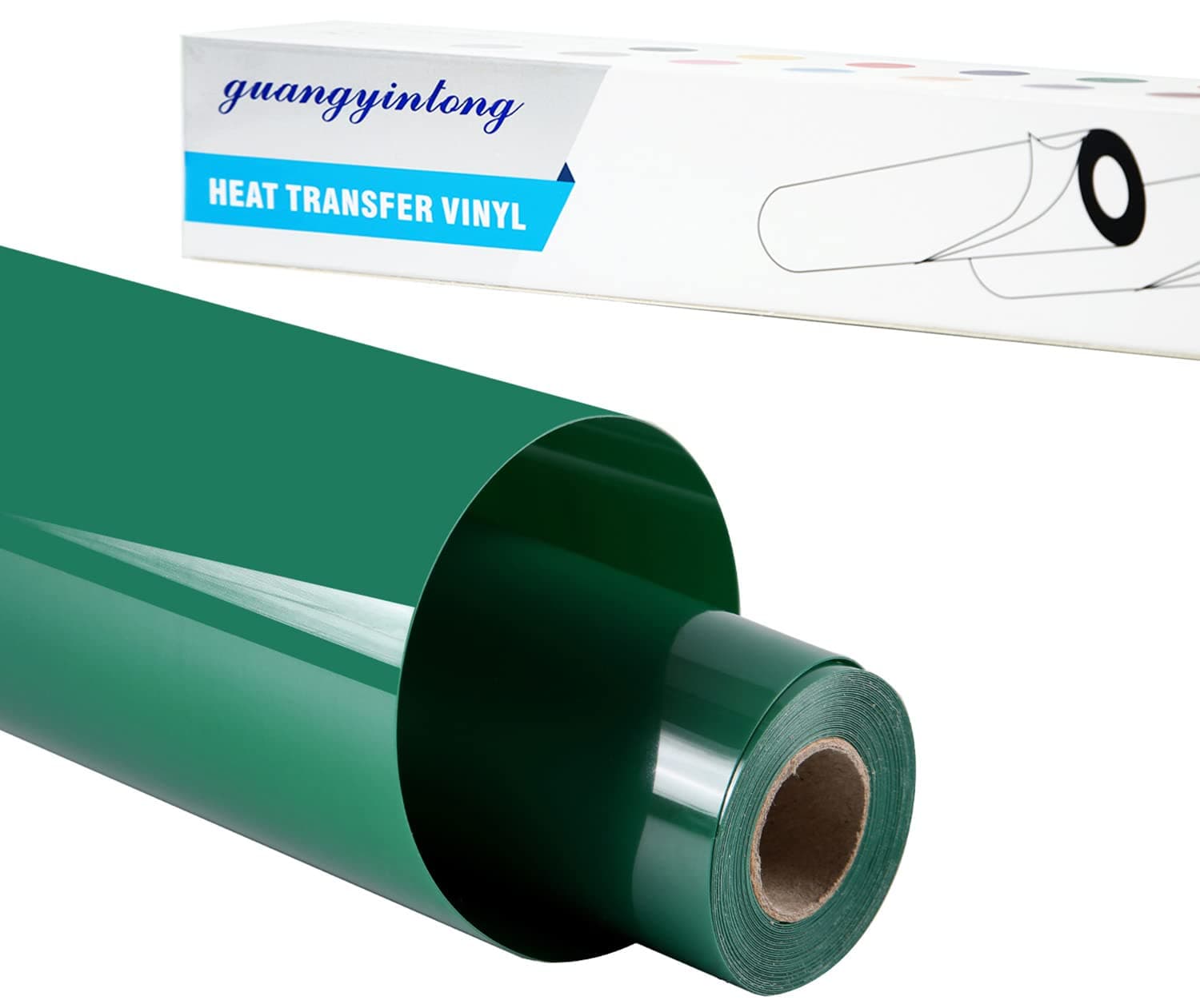 guangyintong Heat Transfer Vinyl HTV Rolls, 12" x 8ft Green Iron on Vinyl for T-Shirts Glossy Surface HTV Vinyl for All Cutter Machines Easy to Cut & Weed for Heat Vinyl Design