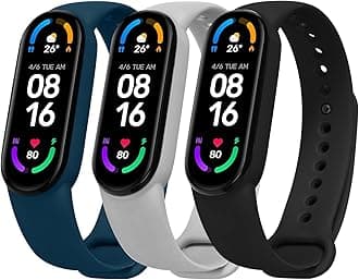 Ainiv Strap Replacement Compatible with Xiaomi Mi Band 7/Mi Band 6/Mi Band 5/Mi Band 4/Mi Band 3, 1/2/3/20pcs Silicone/Knitted/Stainless Steel Replacement Watchband Adjustable Sports Strap
