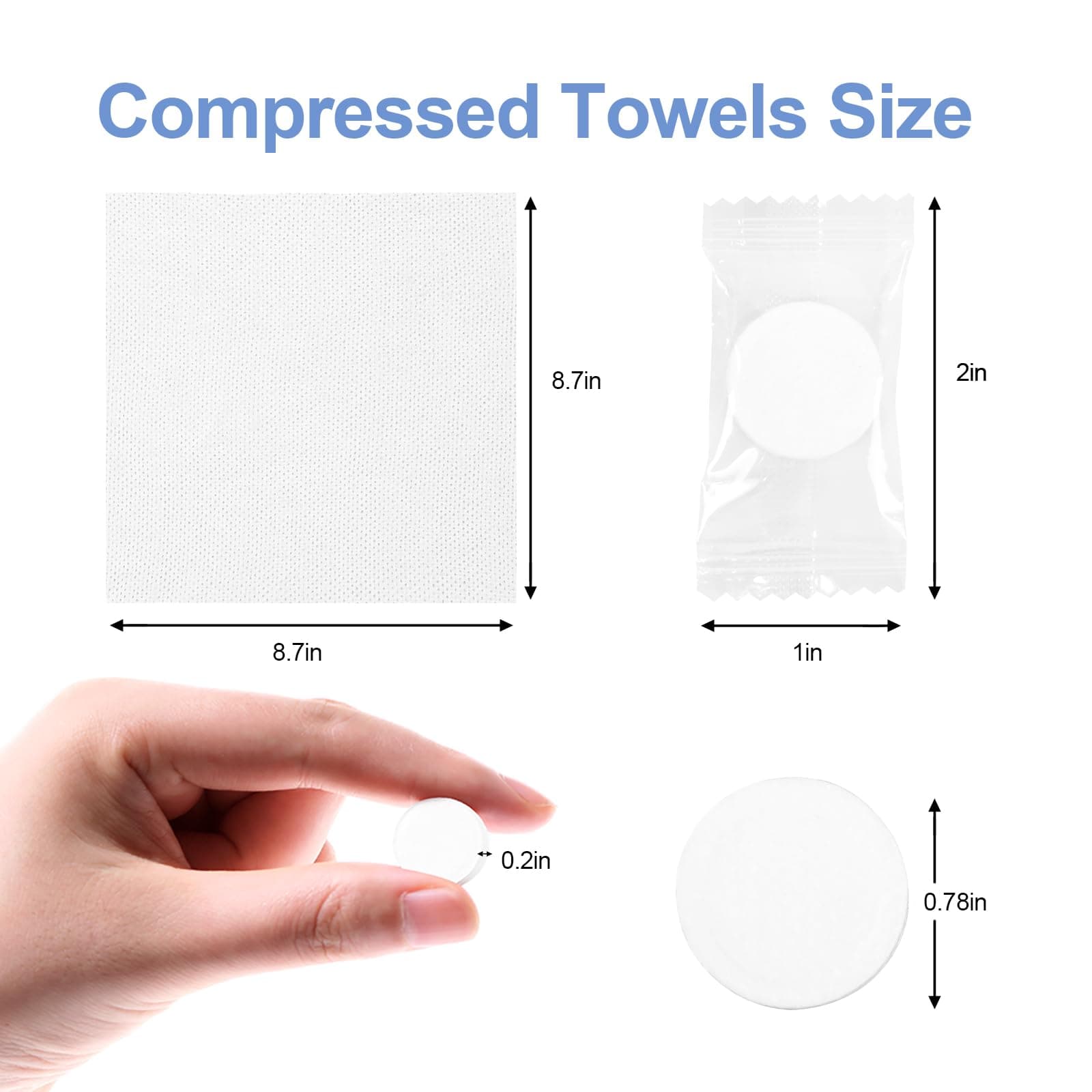 100 PCS Compressed Towel Tablets, Portable Hand Wipe Coin Paper, Camping Wet Wipes, Disposable for Travelling, Home, Beauty, Outdoor Sports