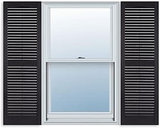 Exterior Solutions Standard Louver Exterior Vinyl Shutter, Black (Pair), 15 Inch x 67 Inch