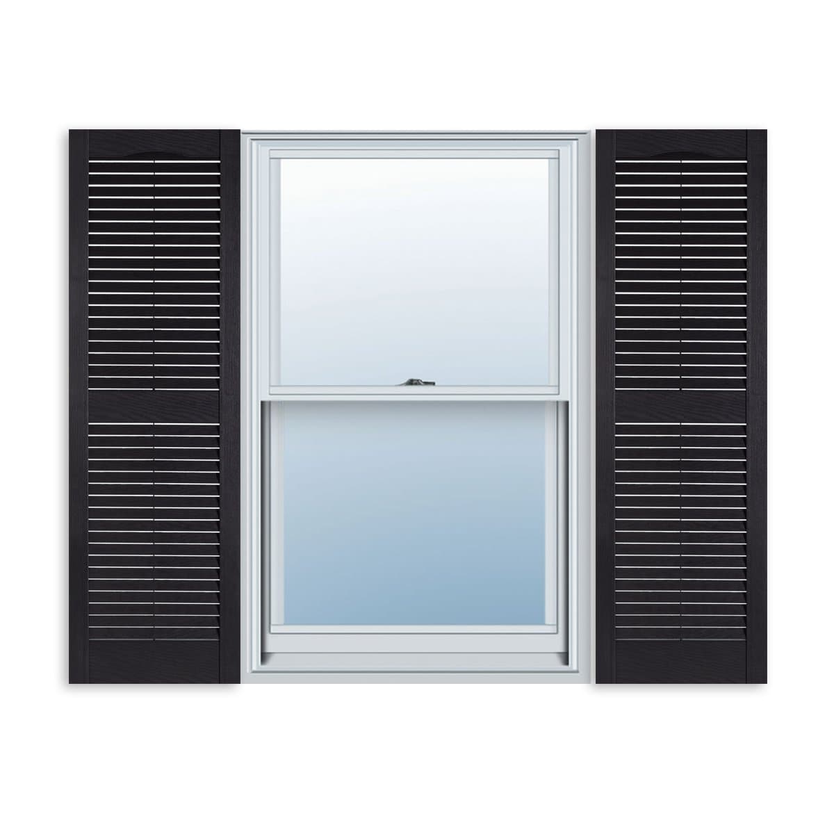 Exterior Solutions Standard Louver Exterior Vinyl Shutter, Black (Pair), 15 Inch x 51 Inch
