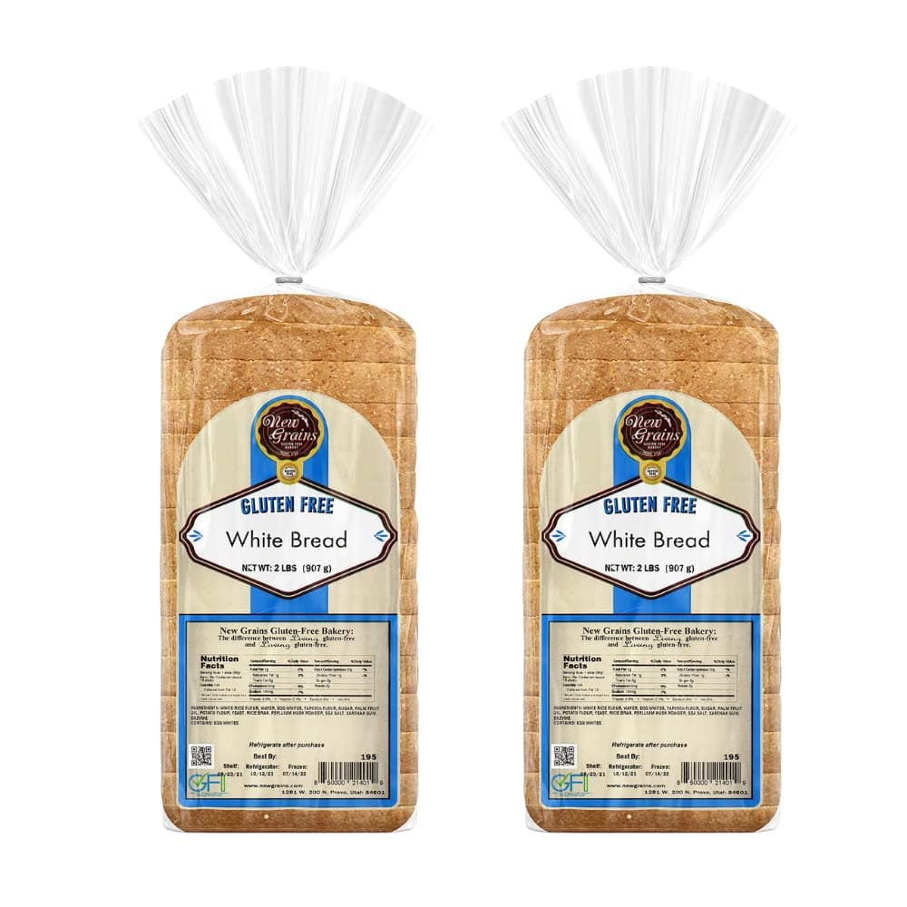 New Grains Artisan Bread White 2lb each | Gluten Free Bread, Bread Fresh with Texture of The Soft White Bread | Light & Fluffy Loaf Bread Perfect for Grilled Cheese or Any Other Sandwich | 2 Pack