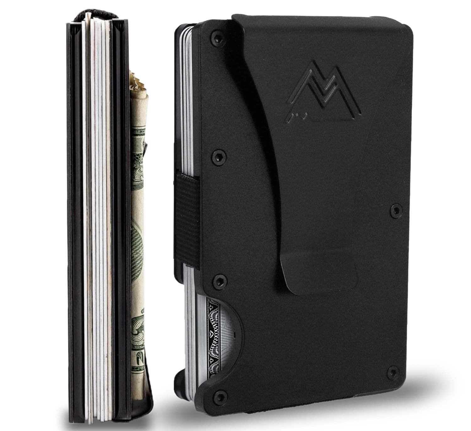 Minimalist Wallet for Men - Slim RFID I Scratch Resistant, Matte Black Credit Card Holder & Money Clip, Easily Removable Money & Cards, Mens Wallets