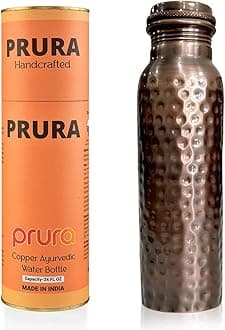 Feather Printed Copper Water Bottle Leak Proof Ayurvedic Drinkware Copper Vessel for Sports, Gym, Outdoors, Yoga, Kitchen