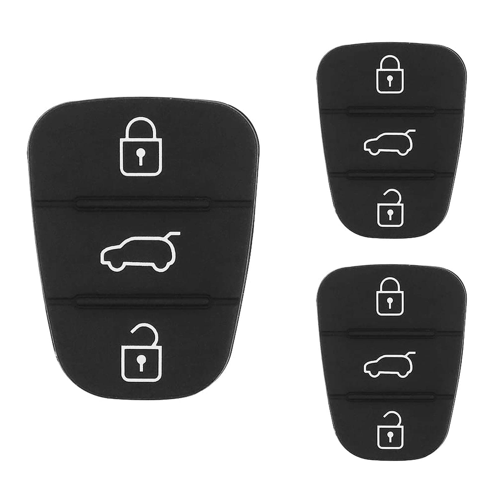 2 Pack 3-Button Car Key Rubber Buttons Pads Remote Control Case Replacement Compatible with Kia Sportage Ceed Soul Venga Hyundai i10 i20 i30 ix20 ix35 Auto Key Fob Cover