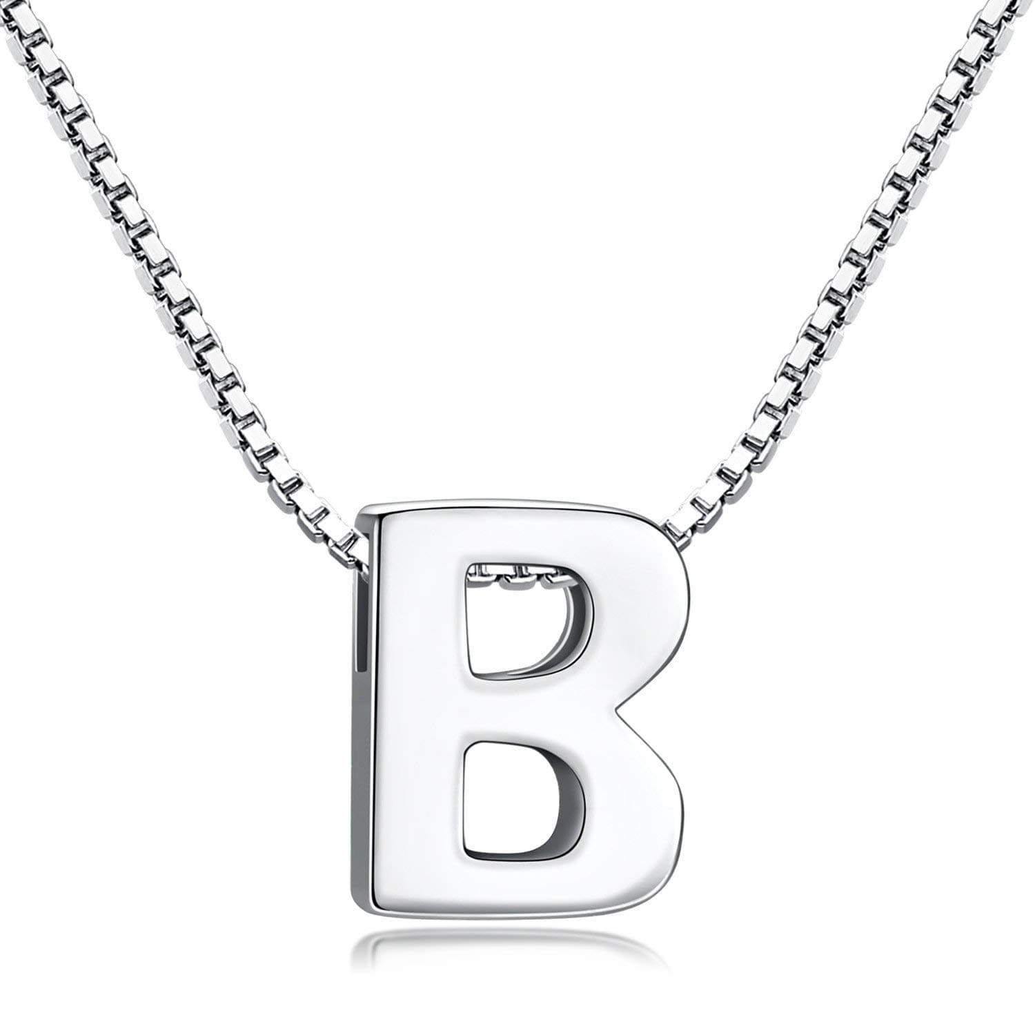 Initial Necklace 925 Sterling Silver Letter Pendant Personalized 26 Alphabet Necklace for Women Men A-Z