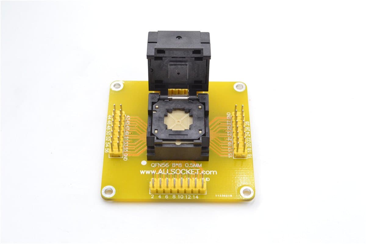 QFN Socket Package QFN56 MLF56 WLCSP56 QFN56-to-DIP56 Programming Adapter Test Socket Pitch 0.5mm IC Size 8x8mm QFN56(8x8)-0.5 IC550-0564-010-G New PCB Welding Header Pin(QFN56(8x8)-0.5)
