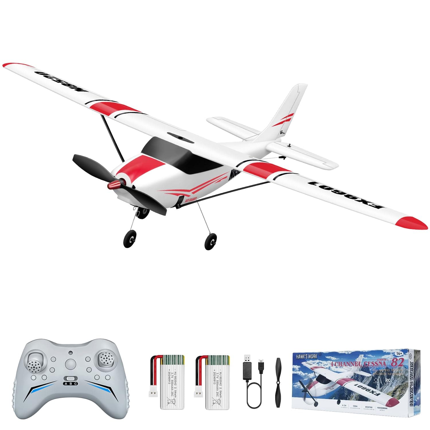 RC Plane Cessna 530mm, 4 Channel Remote Control Airplane RTF, Brushless Motor 6-axis Gyro 3 Flight Modes, Easy Trainer for Beginners Boys & Adults