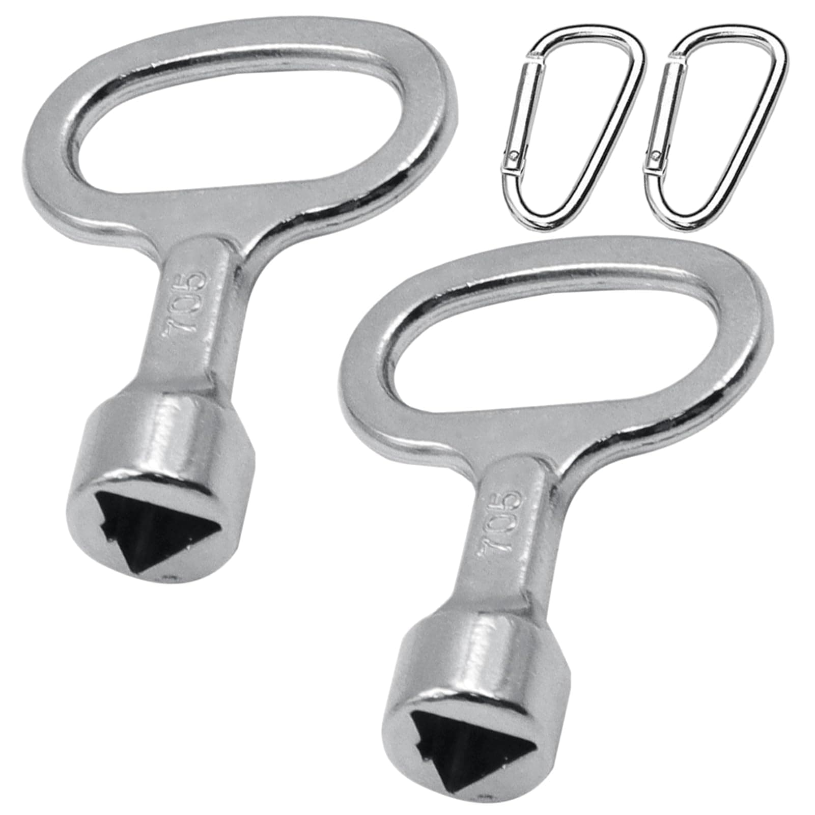Parthan 2 Packs Meter Box Key Gas Box Key Silver Triangle Key with Keychain - Durable Steel Rust Resistant Gas Meter Box Key