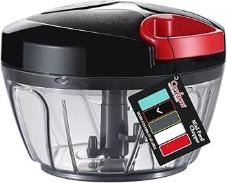 Cambom Manual Food Chopper Vegetable Cutter, Hand String Vegetable Chopper Onions Cutter for Vegetable Fruits Nuts BPA Free Food Safe Material, 500ml Black