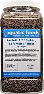 Aquatic Foods Inc. Axolotl Food 1/8" Soft Moist Sinking Pellets for Axolotls, Shrimp, Snails & Tropical Fish. Salmon Sinking Pellets 5-lb-Jar